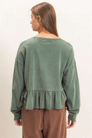 PEPLUM LONG SLEEVE TOP