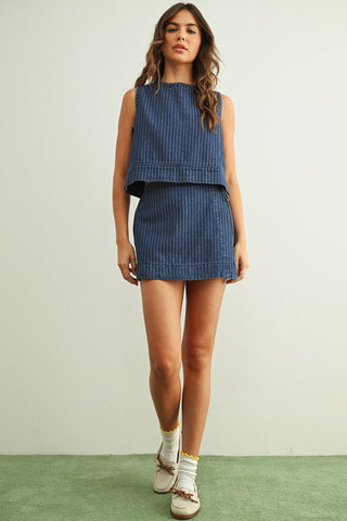 PINSTRIPE SLEEVELESS TOP