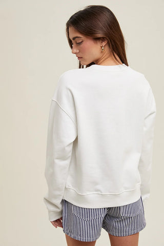 FLORAL PATCHWORK FLAG PULLOVER