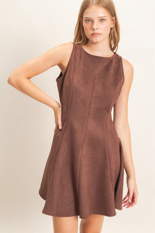 ATLAS BROWN SUEDE MINI DRESS