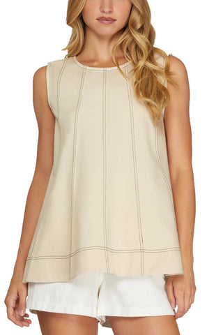 CARLY CONTRAST STITCH TOP
