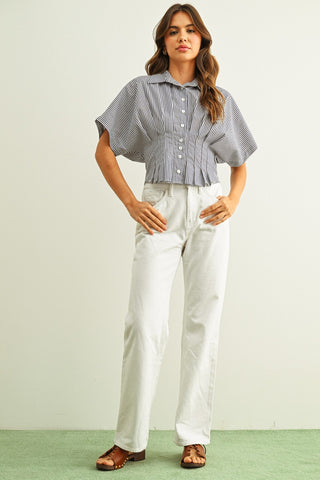 LILLIAN STRIPE BUTTON UP TOP