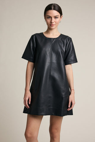 CHAR LEATHER A LINE DRESS