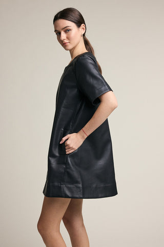 CHAR LEATHER A LINE DRESS