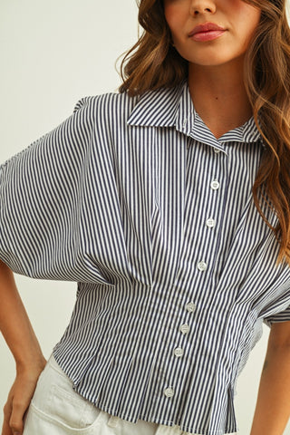 LILLIAN STRIPE BUTTON UP TOP