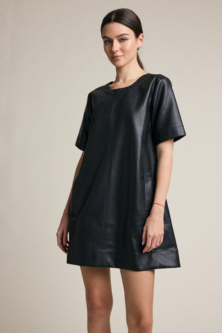 CHAR LEATHER A LINE DRESS