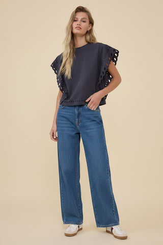 GIBSON FLUTTER SLEEVE TOP
