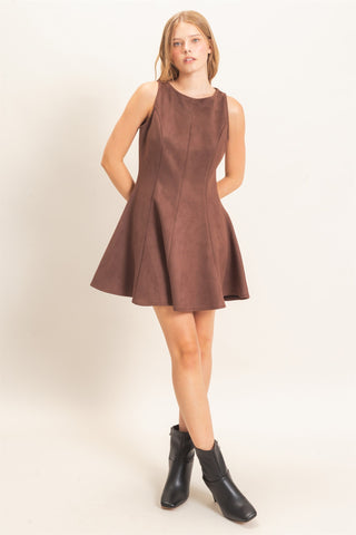 ATLAS BROWN SUEDE MINI DRESS