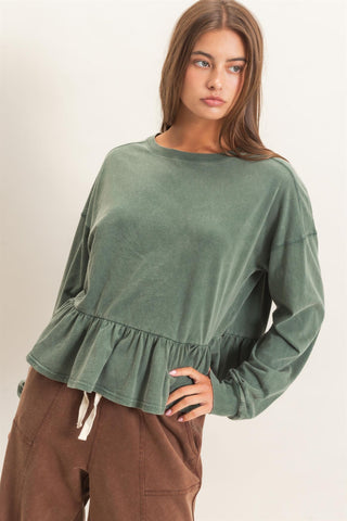 PEPLUM LONG SLEEVE TOP