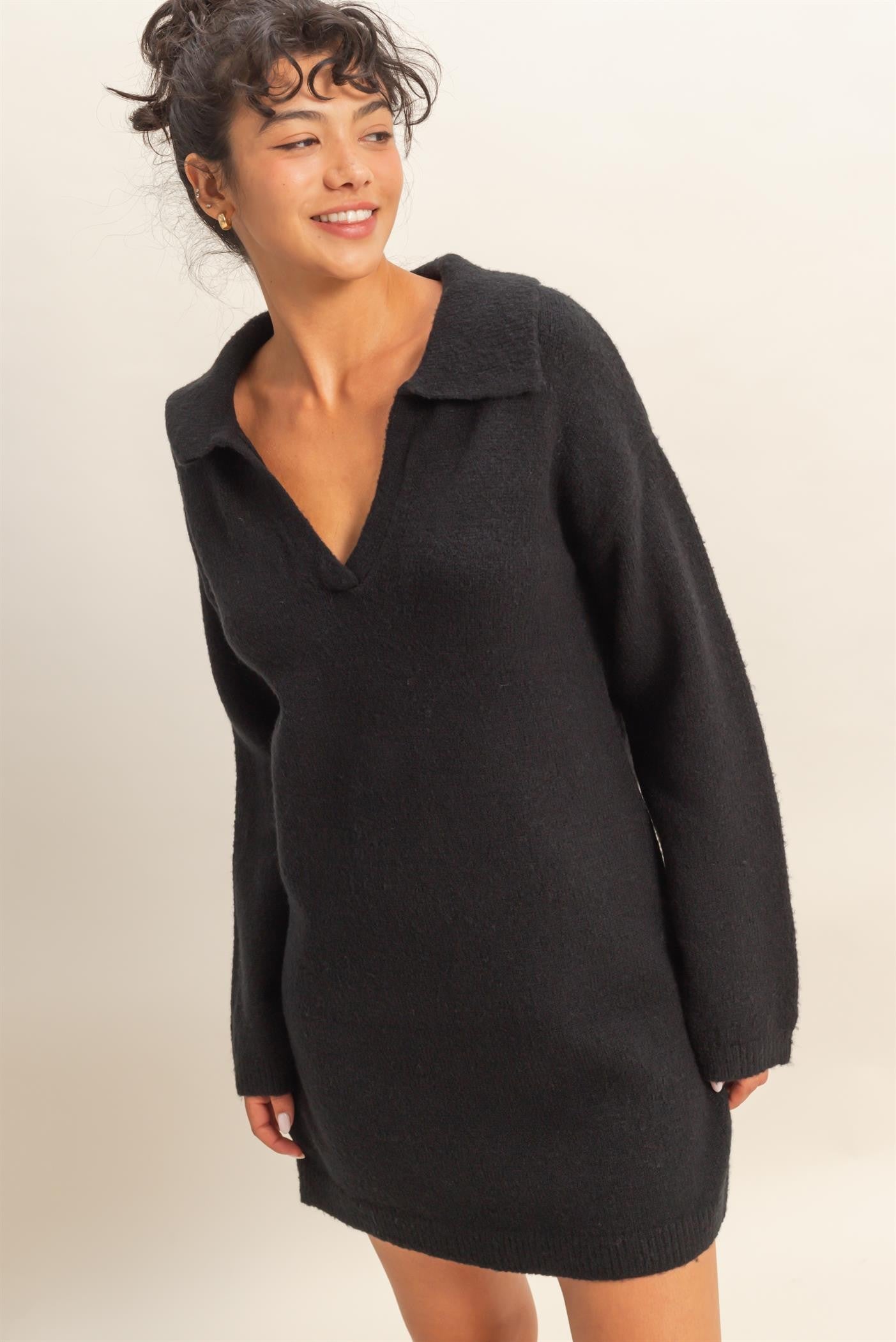 Black Knitted Sweater Dress Small Black Knitted Sweater Dress Small