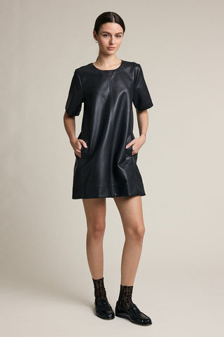 CHAR LEATHER A LINE DRESS