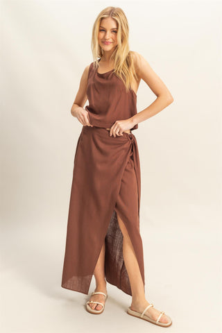 TARIKA BROWN WRAP SKIRT