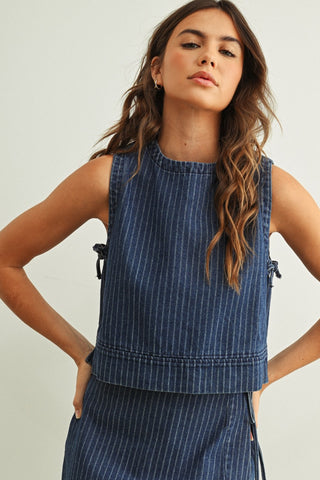 PINSTRIPE SLEEVELESS TOP