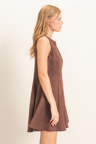 ATLAS BROWN SUEDE MINI DRESS