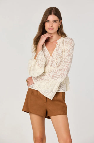 ASTR THE LABEL-TIERED LACED V NECK