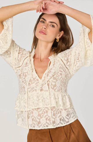 ASTR THE LABEL-TIERED LACED V NECK