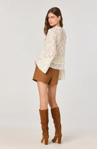 ASTR THE LABEL-TIERED LACED V NECK