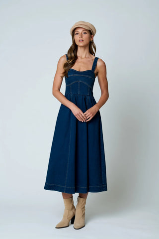 TEDDY DENIM MIDI DRESS