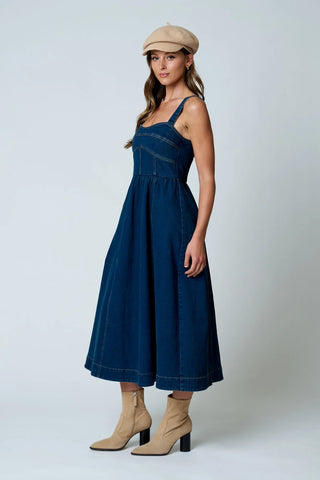 TEDDY DENIM MIDI DRESS