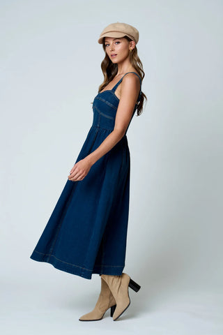 TEDDY DENIM MIDI DRESS