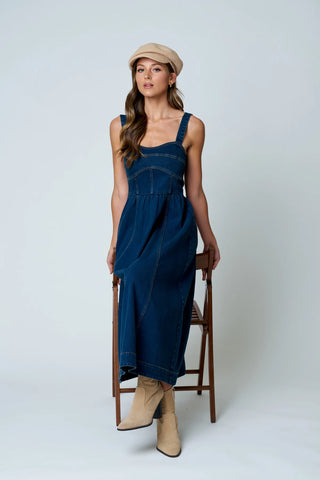 TEDDY DENIM MIDI DRESS