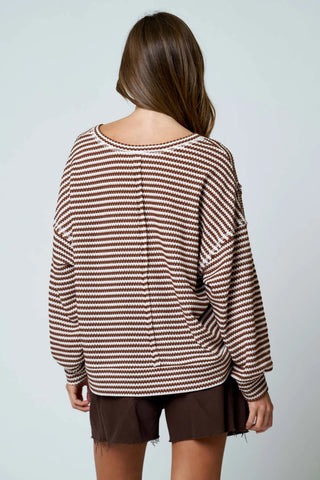EDITH SPLIT NECK LONG SLEEVE TOP