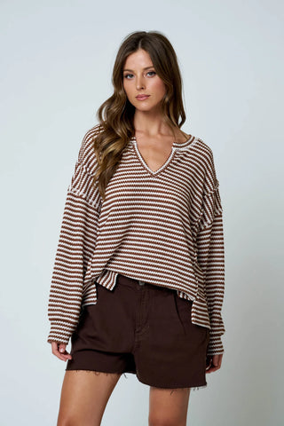 EDITH SPLIT NECK LONG SLEEVE TOP