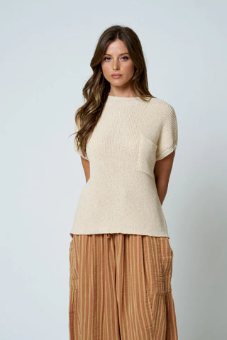 CINDRA SHORT SLEEVE KNIT TOP