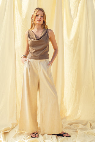 OLIVE COWL NECK BASIC TANK