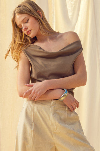 OLIVE COWL NECK BASIC TANK