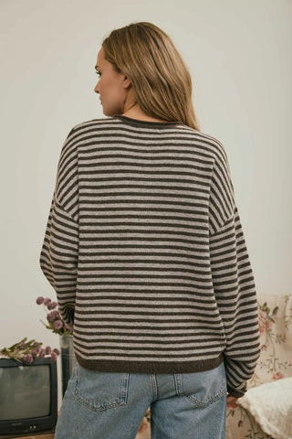 HENLEY STRIPED SWEATER