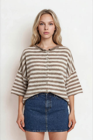 NOAH STRIPED OVERSIZED CARDIGAN TOP