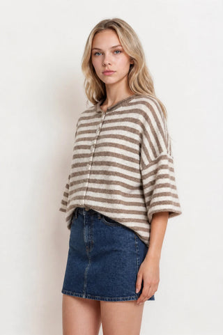 NOAH STRIPED OVERSIZED CARDIGAN TOP
