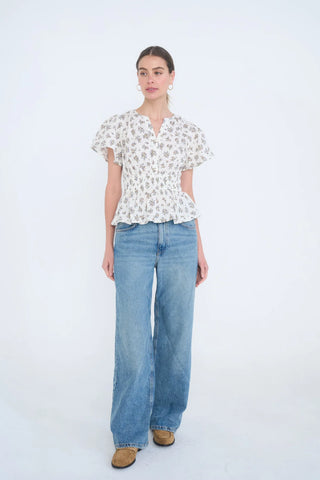 JANE FLORAL BELL SLEEVE TOP