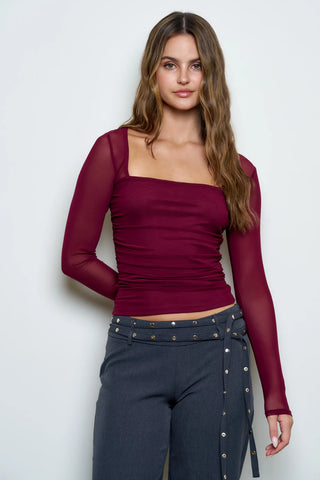 AVA LONG SLEEVE MESH TOP