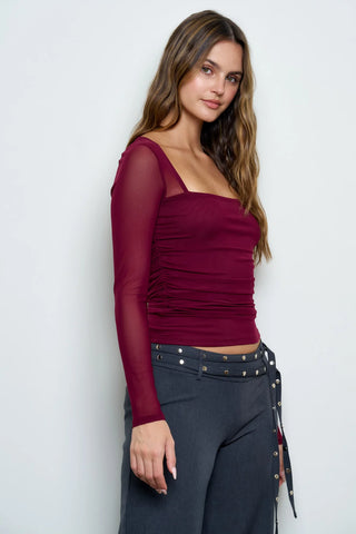 AVA LONG SLEEVE MESH TOP