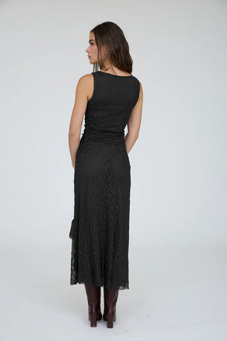 LUCY LACE RUCHED MIDI DRESS