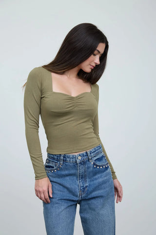 SWEETHEART NECK BASIC LONG SLEEVE