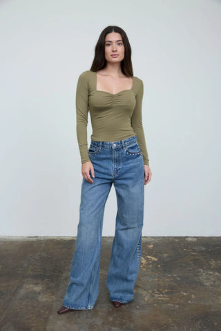 SWEETHEART NECK BASIC LONG SLEEVE