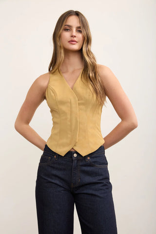 CAMEL SUEDE VEST TOP