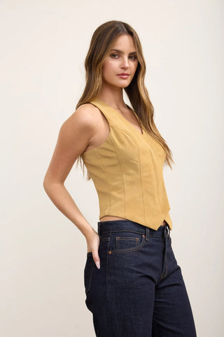CAMEL SUEDE VEST TOP