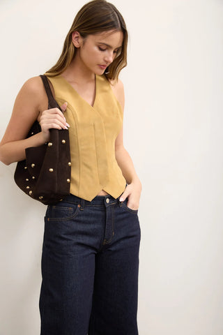 CAMEL SUEDE VEST TOP