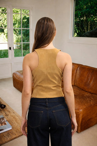 CAMEL SUEDE VEST TOP