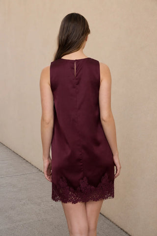 JUSTINA SATIN LACE HEM SLEEVELESS DRESS