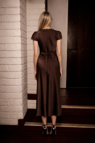 MULBERRY LACE TRIM MIDI DRESS
