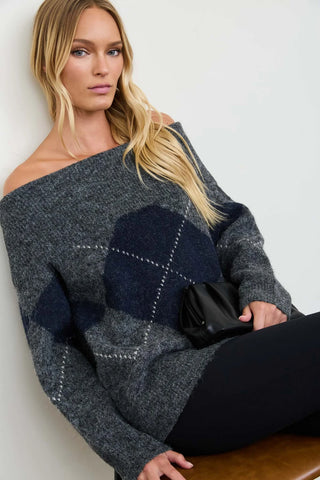 LOIS ARGYLE OFF THE SHOULDER SWEATER