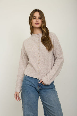 RAW EDGE BUTTON DOWN SWEATER