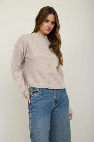 RAW EDGE BUTTON DOWN SWEATER