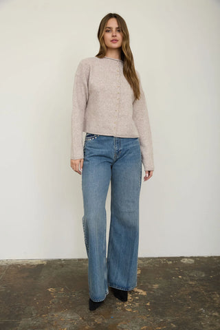 RAW EDGE BUTTON DOWN SWEATER