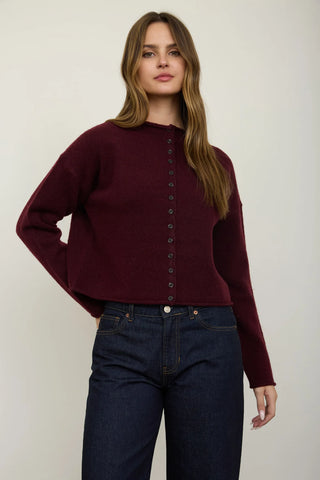 RAW EDGE BUTTON DOWN SWEATER